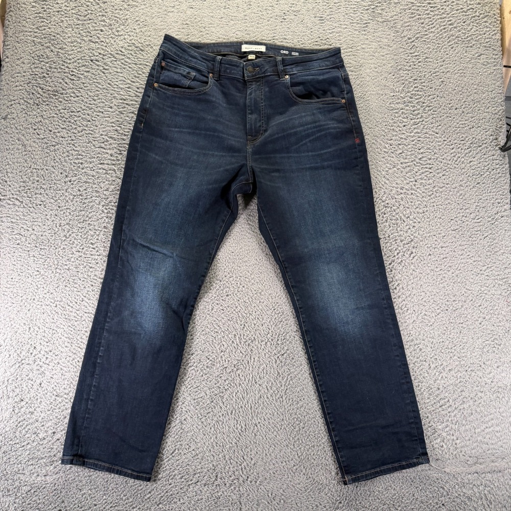 Warp+Weft Ord Chicago Jeans Mens 36x30 Blue Cotton Denim Straight Faded Workwear